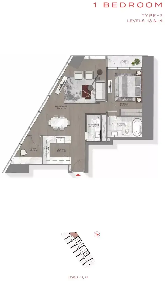Планировка — 1-спальная