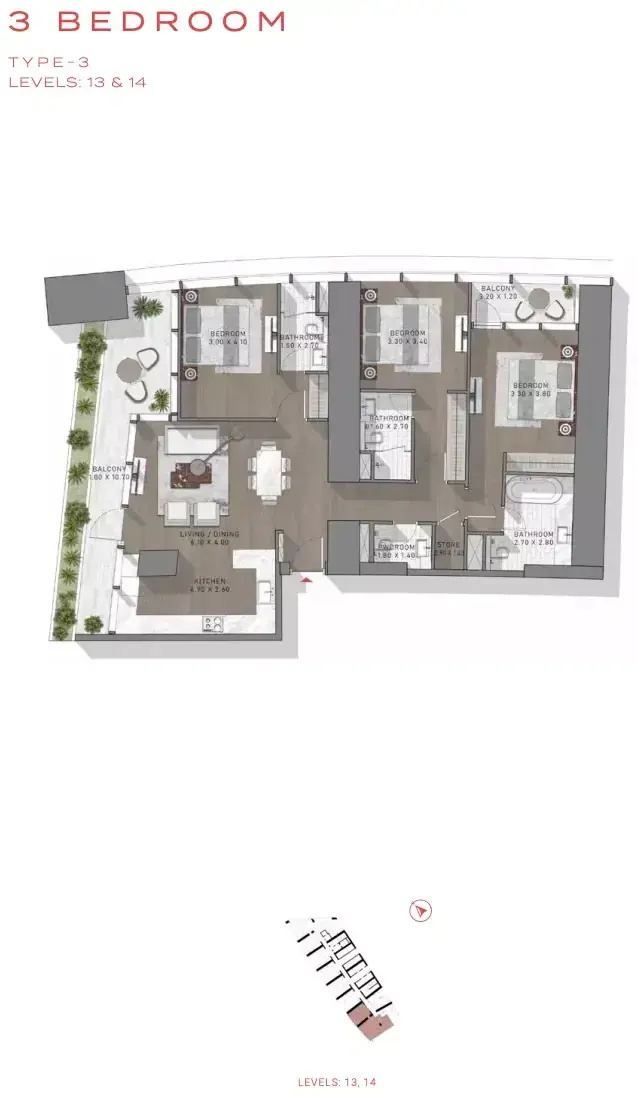 Планировка — 3-спальная, 180 м²