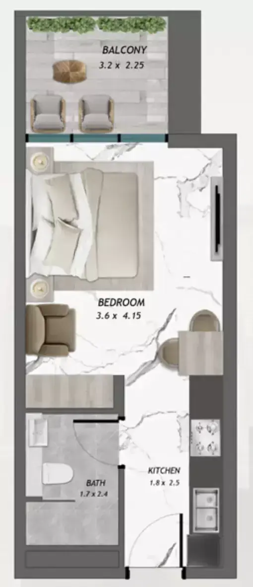 Планировка — Студия, 38 м²