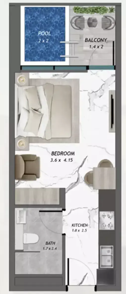 Планировка — Студия, 37 м²