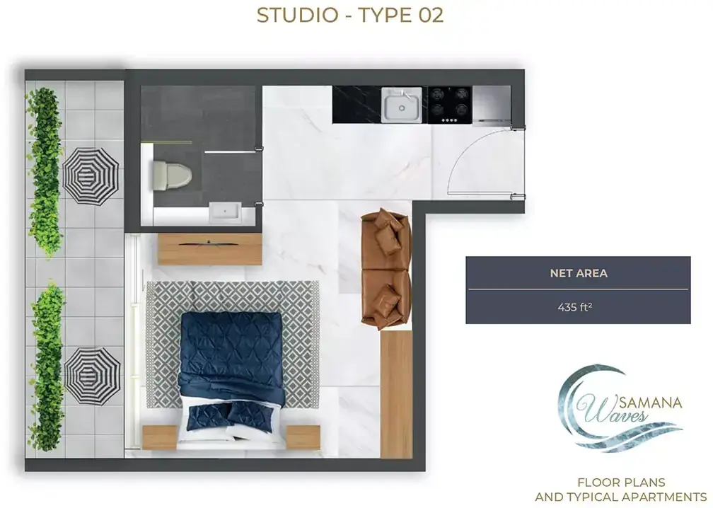 Планировка — Студия, 40 м²