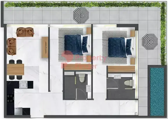 Планировка — 2-спальная, 119 м²