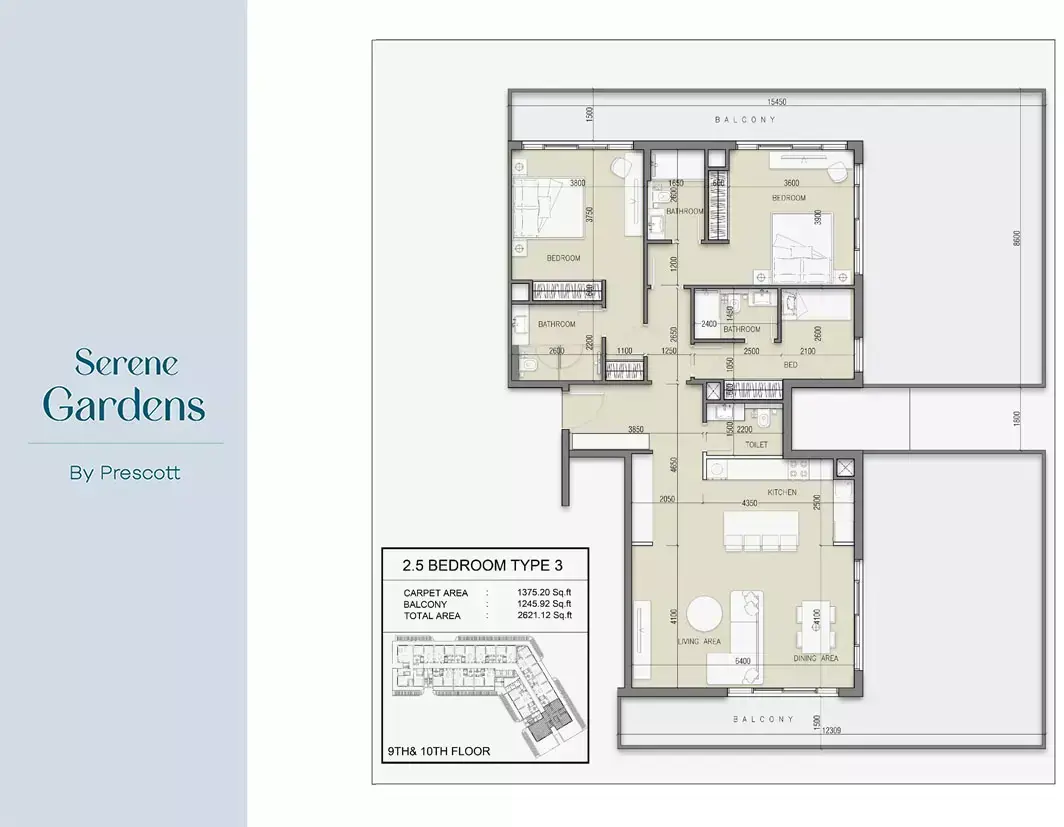Планировка — 3-спальная, 243 м²