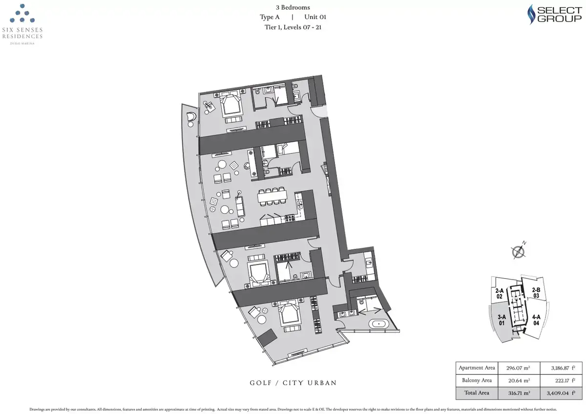 Планировка — 3-спальная, 317 м²