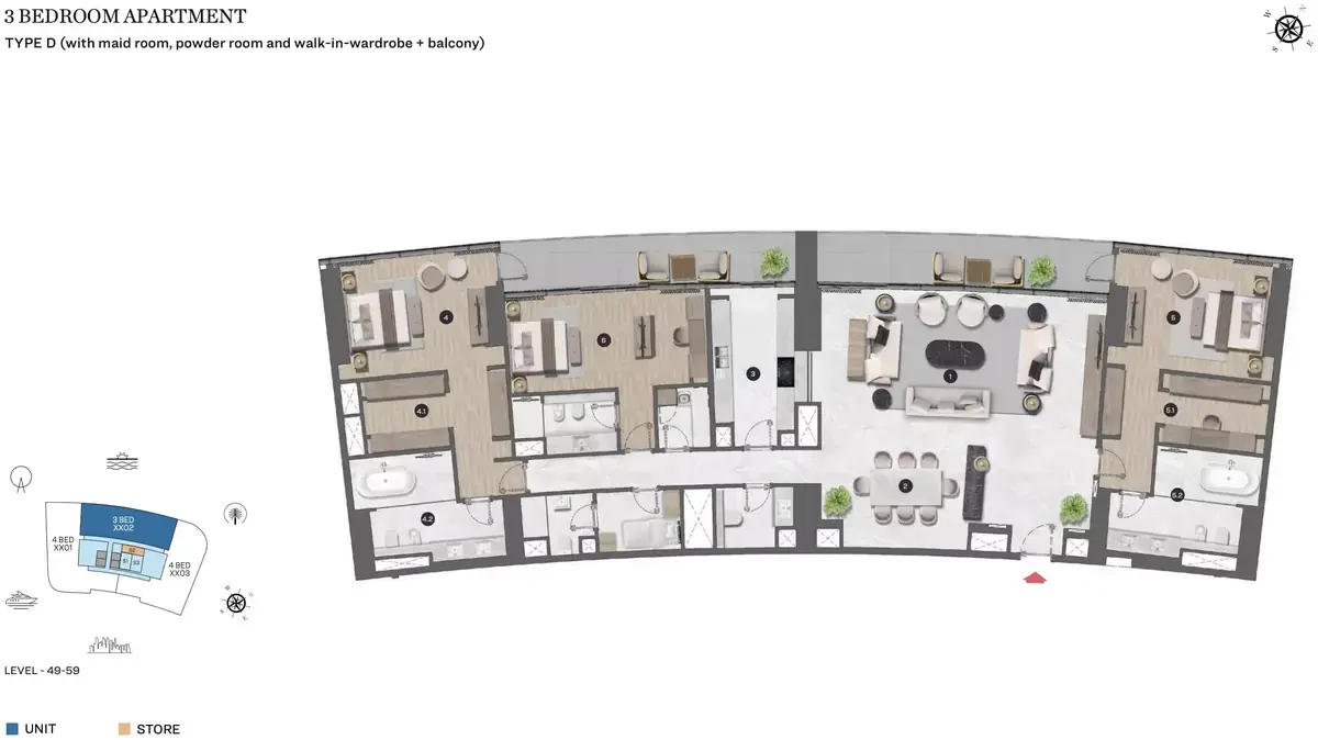Планировка — 3-спальная, 340 м²