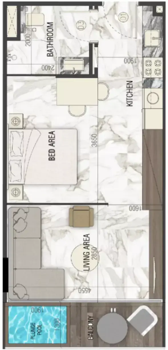 Планировка — Студия, 41 м²