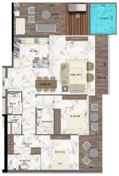 Планировка — 2-спальная, 161 м²