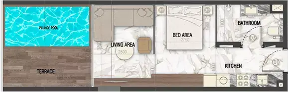 Планировка — 1-спальная, 50 м²
