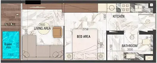 Планировка — 1-спальная, 41 м²