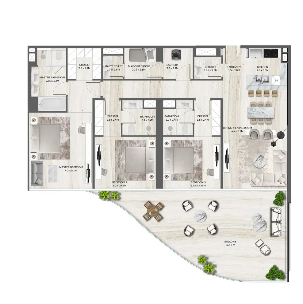 SLS Residences Palm Jumeirah — визуализация