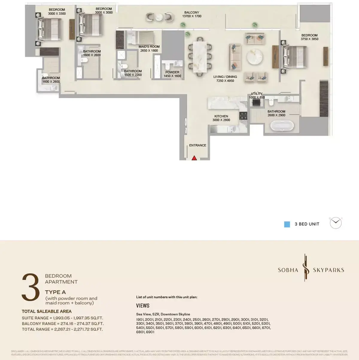 Планировка — 3-спальная, 211 м²