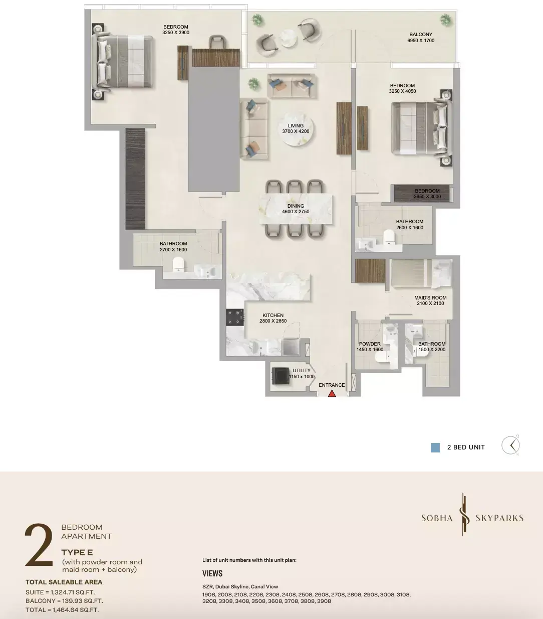Планировка — 2-спальная, 136 м²