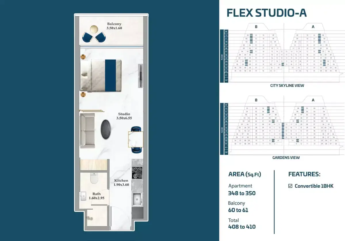 Планировка — Студия, 38 м²