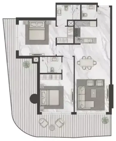 Планировка — 2-спальная, 135 м²