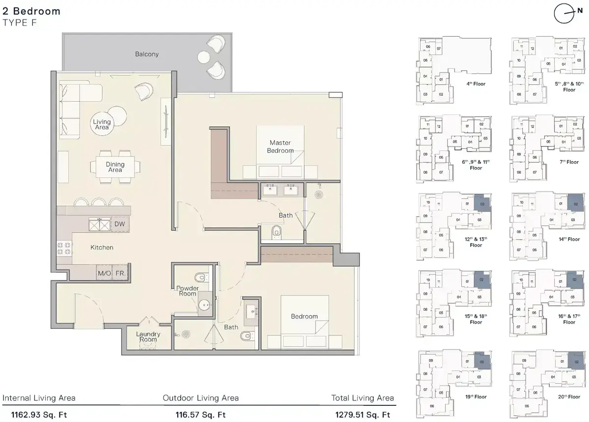 Планировка — 2-спальная, 119 м²