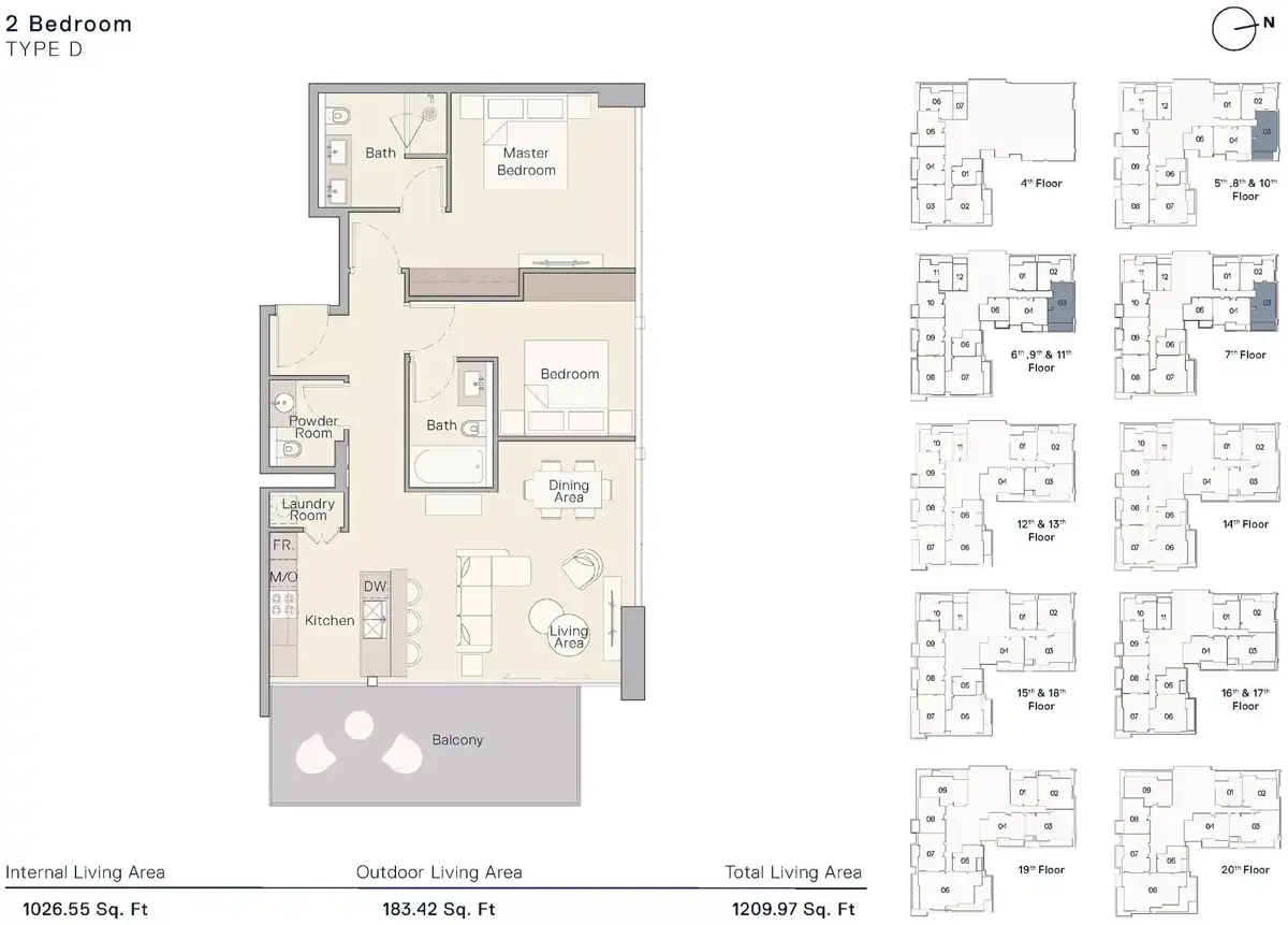 Планировка — 2-спальная, 112 м²