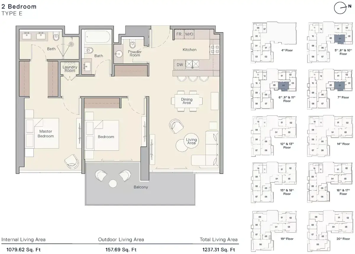 Планировка — 2-спальная, 114 м²