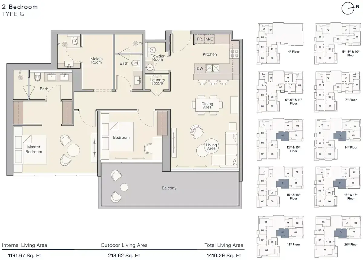 Планировка — 3-спальная, 131 м²