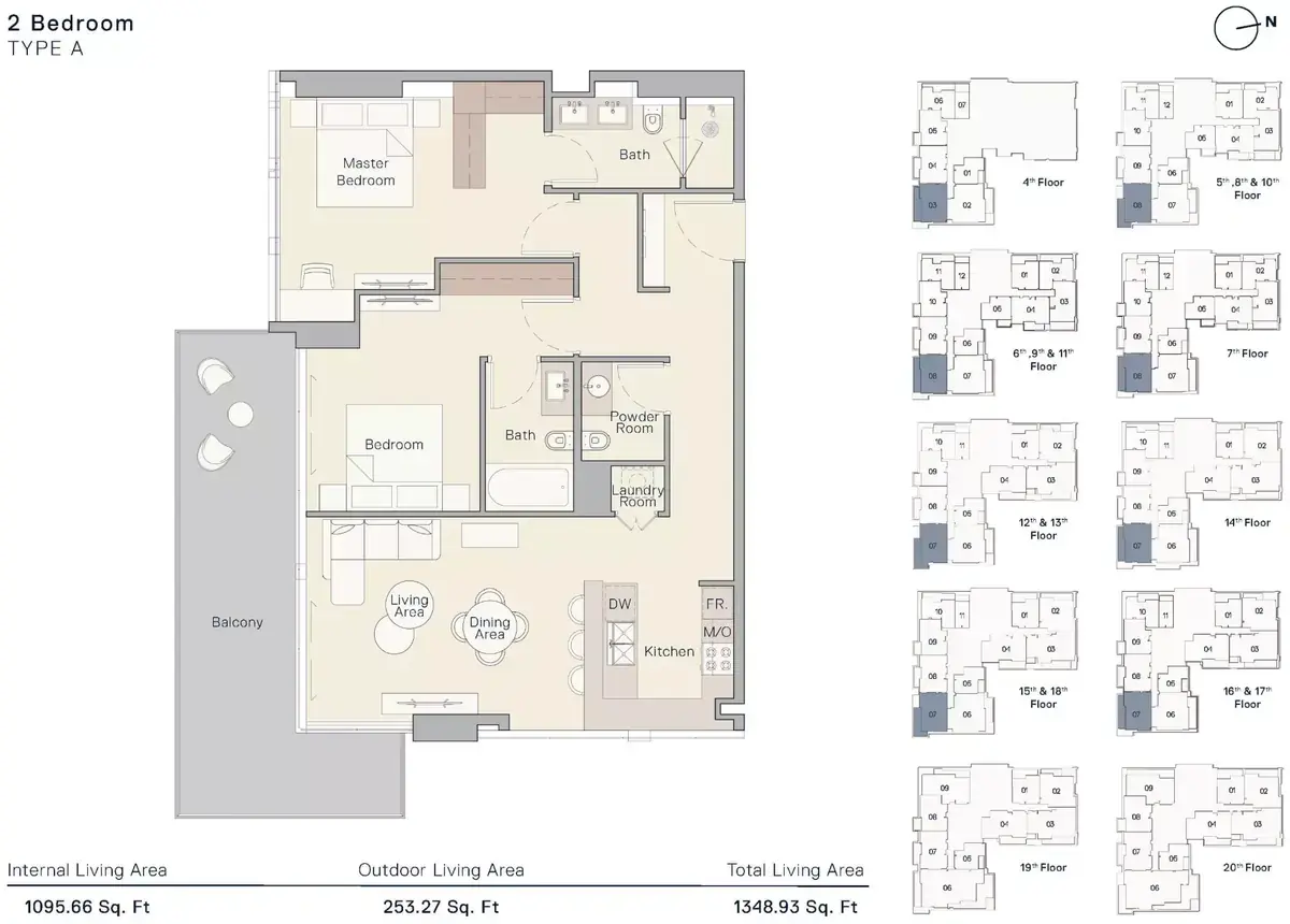 Планировка — 2-спальная, 102 м²