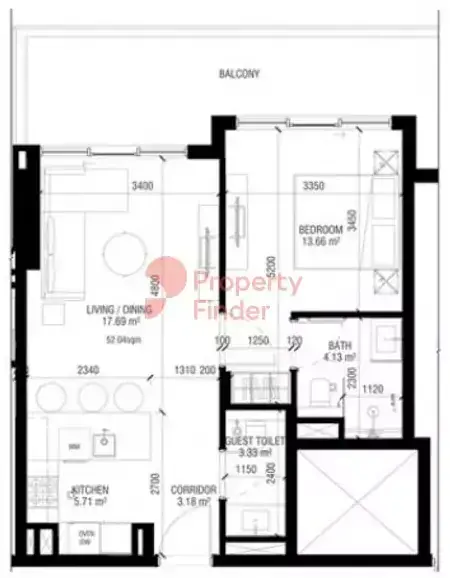 Планировка — 1-спальная, 72 м²