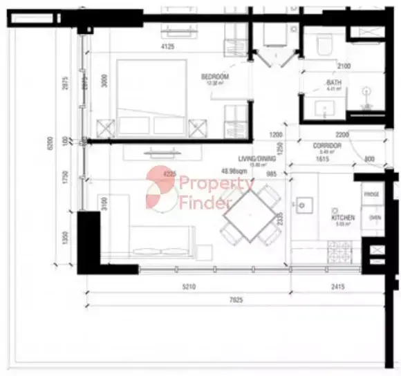 Планировка — 1-спальная, 71 м²