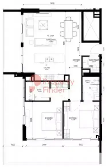 Планировка — 2-спальная, 119 м²