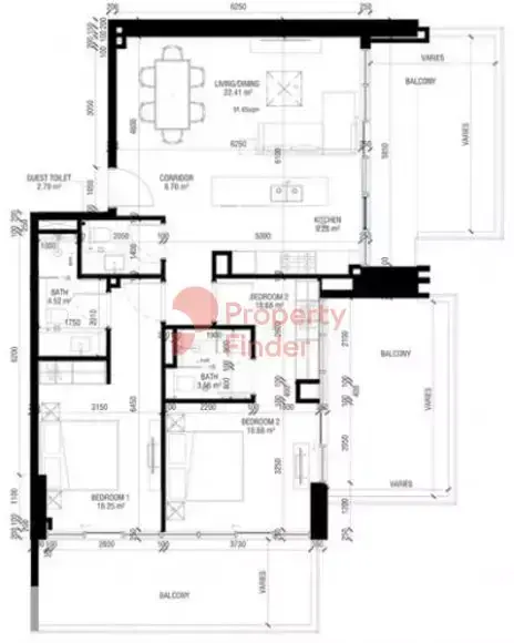 Планировка — 2-спальная, 128 м²