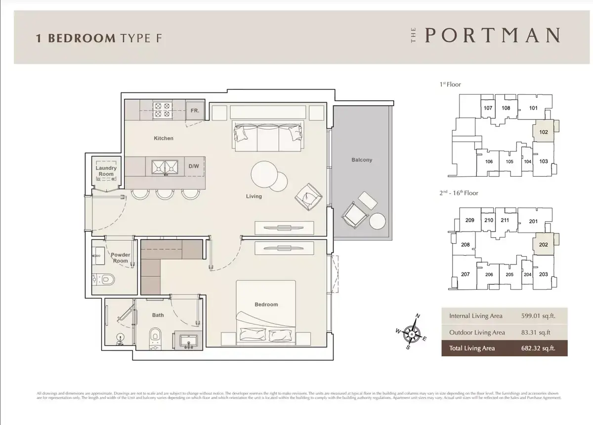 Планировка — 1-спальная, 63 м²