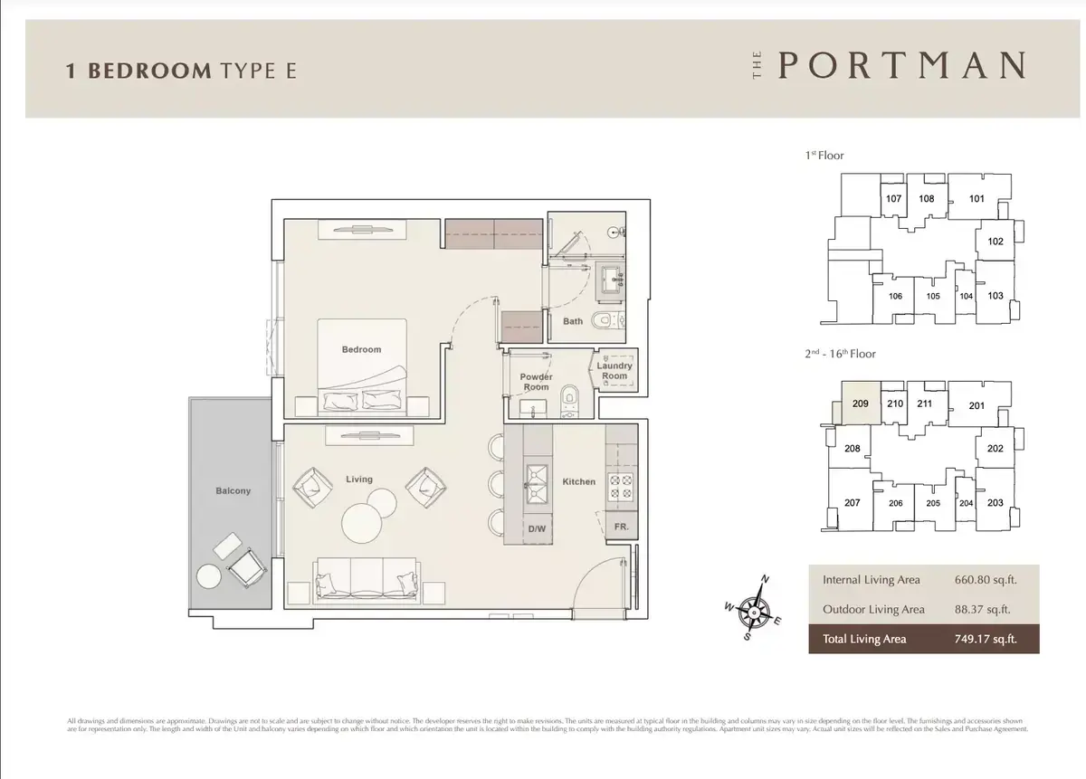 Планировка — 1-спальная, 70 м²