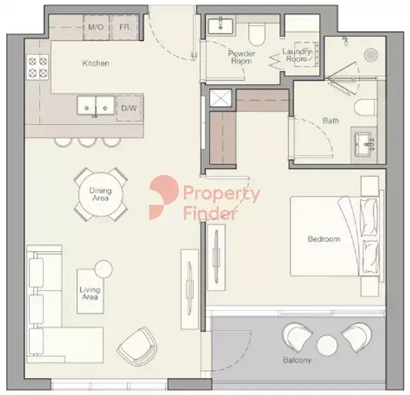Планировка — 1-спальная, 71 м²