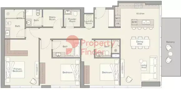 Планировка — 3-спальная, 162 м²