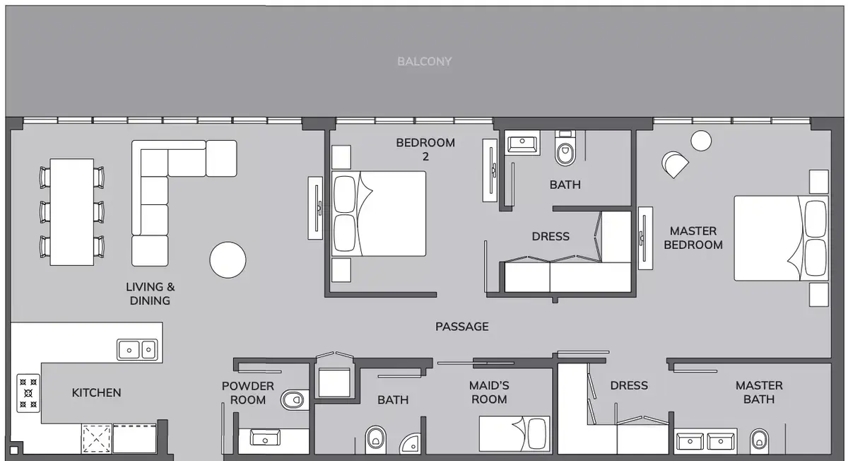 Планировка — 2-спальная, 148 м²