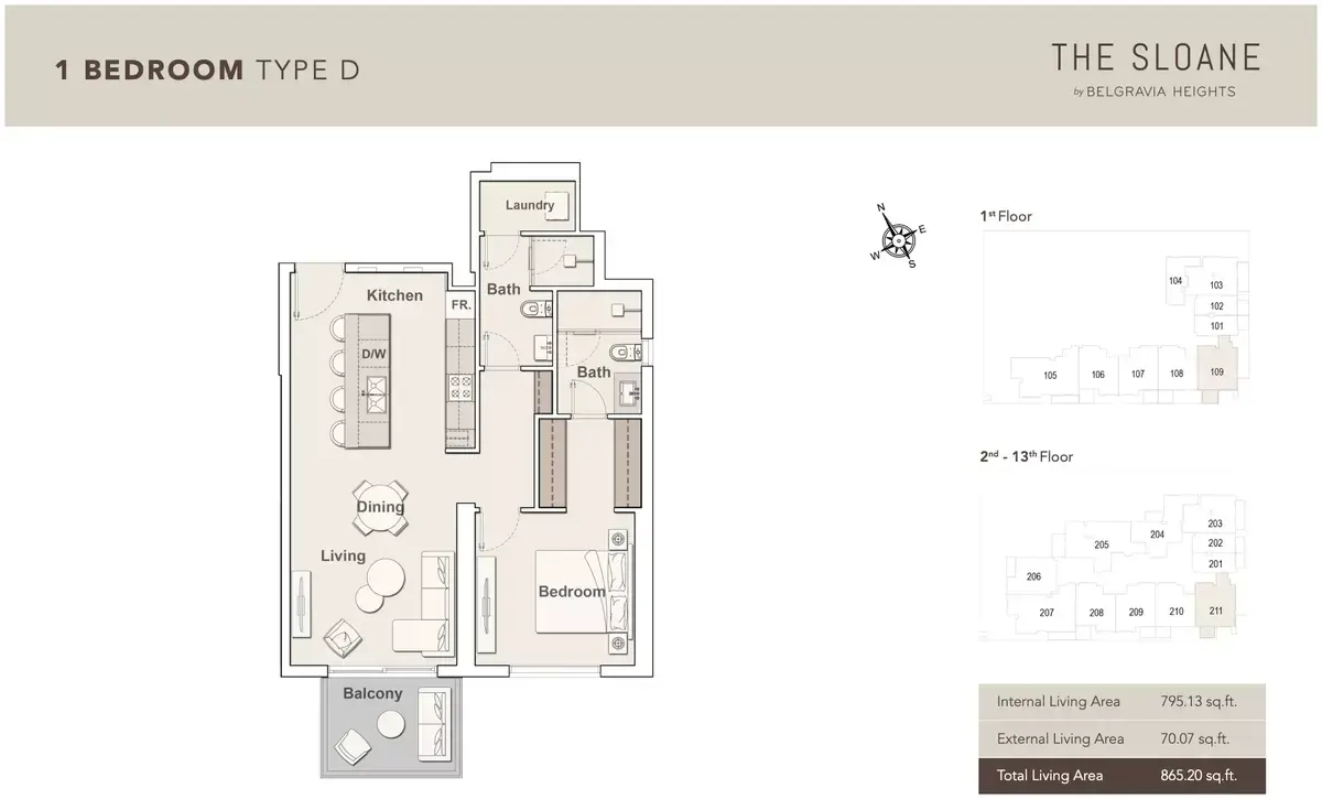 Планировка — 1-спальная, 80 м²