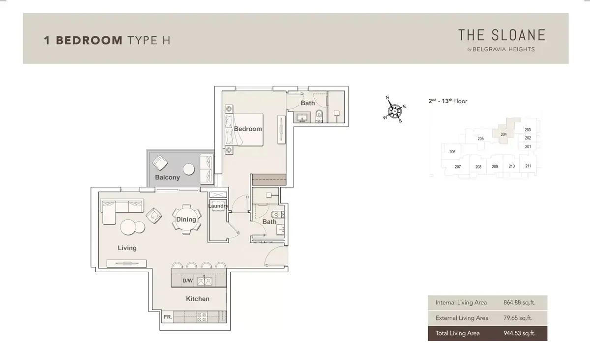 Планировка — 1-спальная, 88 м²