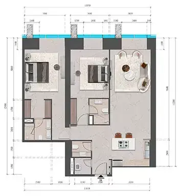 Планировка — 2-спальная, 140 м²