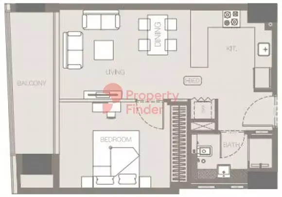 Планировка — 1-спальная, 56 м²