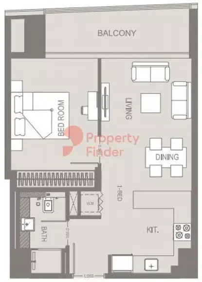 Планировка — 1-спальная, 136 м²