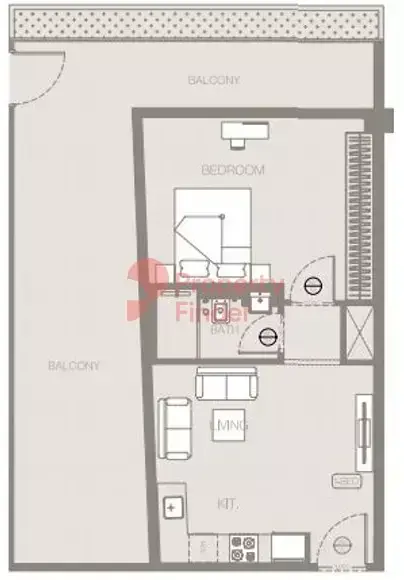 Планировка — 1-спальная, 85 м²