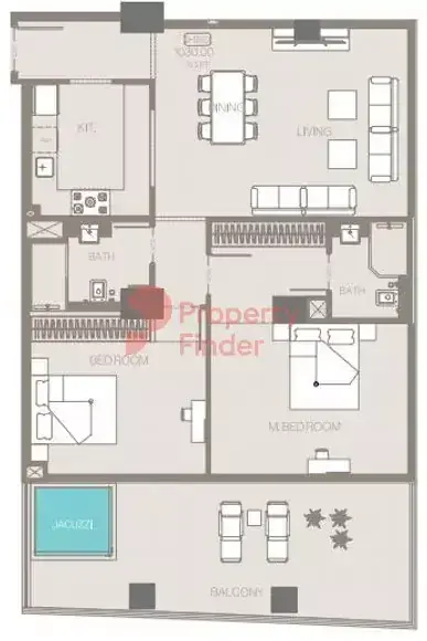 Планировка — 2-спальная, 115 м²