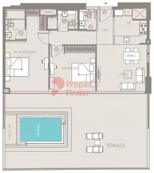 Планировка — 2-спальная, 166 м²