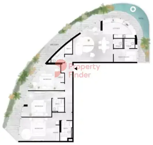 Планировка — 3-спальная, 266 м²