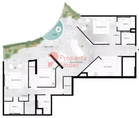 Планировка — 3-спальная, 231 м²