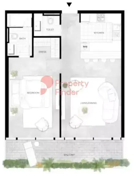 Планировка — 1-спальная, 94 м²