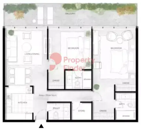 Планировка — 2-спальная, 120 м²