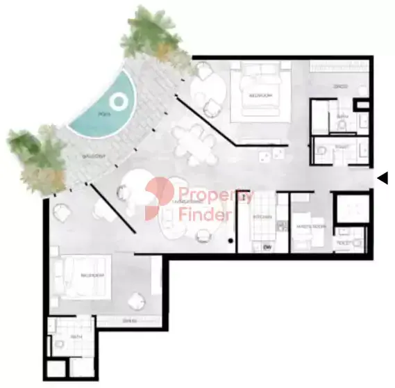 Планировка — 2-спальная, 185 м²