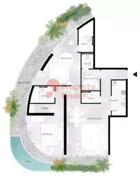 Планировка — 2-спальная, 196 м²