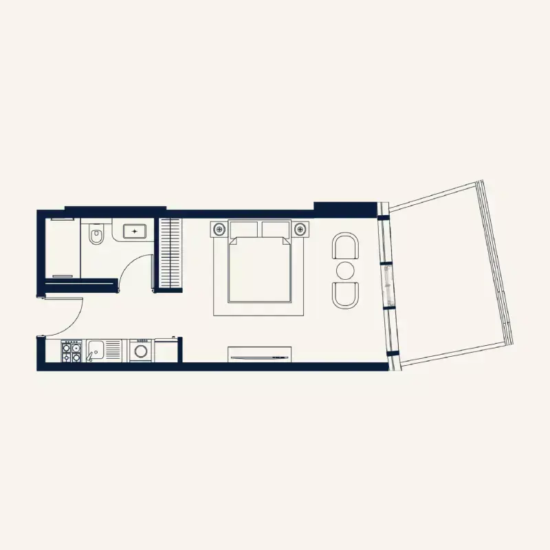 Планировка — Студия, 39 м²