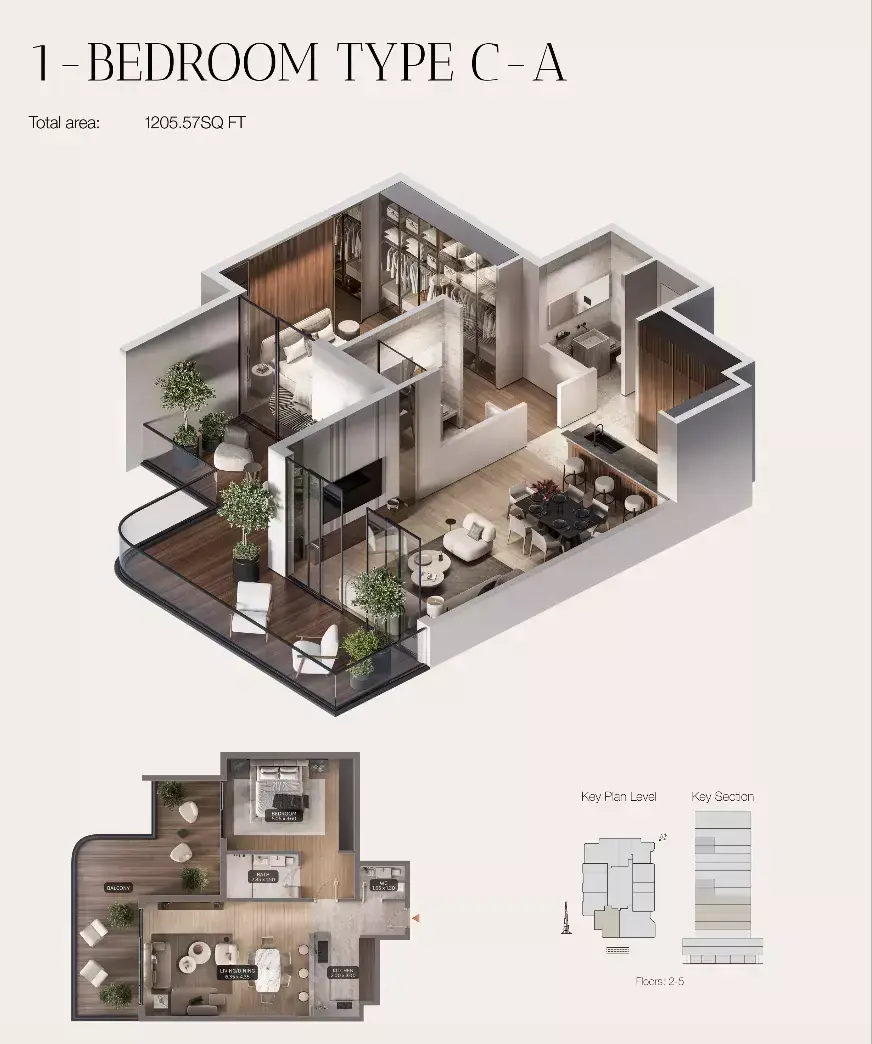 Планировка — 1-спальная, 112 м²