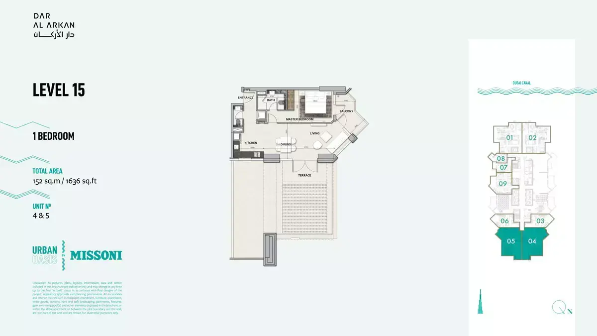 Планировка — 1-спальная, 152 м²