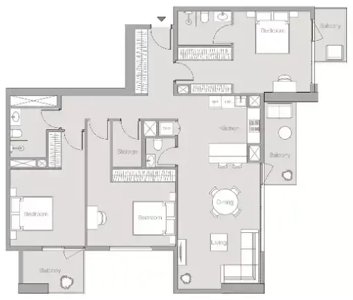 Планировка — 3-спальная, 139 м²